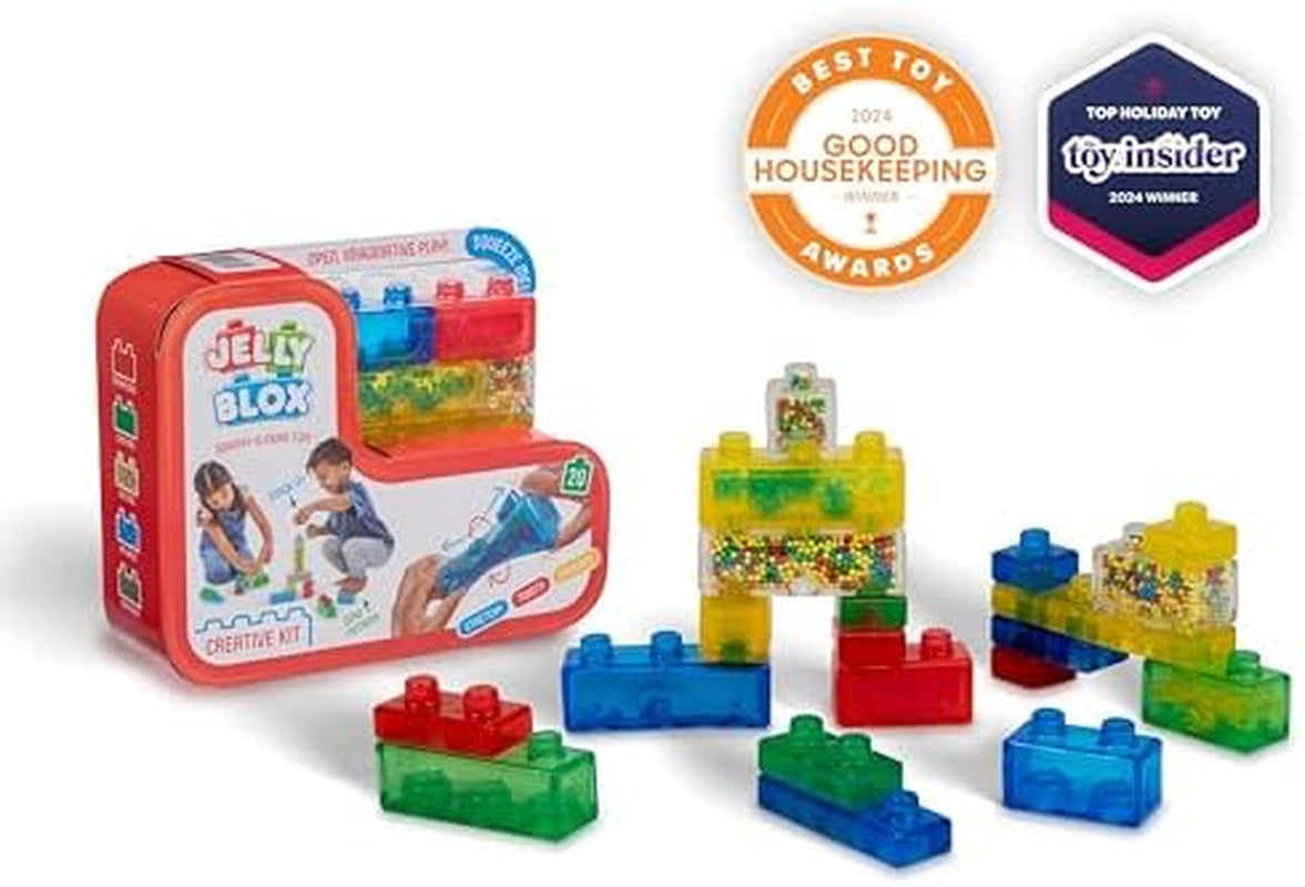 Jelly Blox Creative Kit | Includes 20 Blocks | Toddler & Preschool Building Blocks Kids Can Squeeze, Stretch, Squish | MESH ACCREDITED | Safety Tested & Ouch-Free | Sensory Play Toy Ages 2+