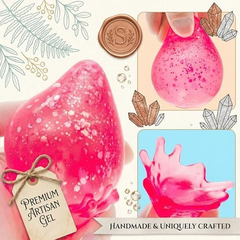 Dream Drop Squishy Fidget Toys Malt Sugar Filled Slow Rising Sensory Stress Balls for Adults Heavy Duty Glitter Droplet Squeeze Toys for Anxiety Relief Office Desk Easter Basket Stuffers Hot Pink