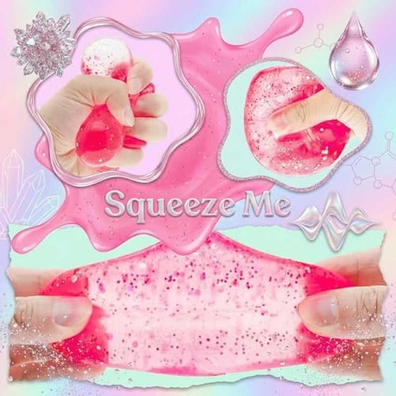 Dream Drop Squishy Fidget Toys Malt Sugar Filled Slow Rising Sensory Stress Balls for Adults Heavy Duty Glitter Droplet Squeeze Toys for Anxiety Relief Office Desk Easter Basket Stuffers Hot Pink